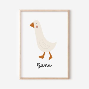 Póster con ganso para habitación infantil en formato A4 y A3, decoración de pared | Regalo | Imprimir | chicos Chica