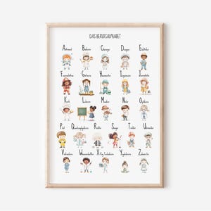 Póster del alfabeto de profesiones para habitaciones infantiles en A4 y A3 | Niño | Niña | Decoración de pared | Regalo | Impresión