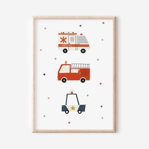 Carteles de ambulancia para habitaciones infantiles en tamaño A4 y A3 | niño | Chicas | Decoración de pared | Regalo | Presión