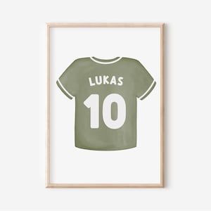 Camiseta de fútbol con nombre - Póster para habitación infantil en formato A4 y A3 | Afiche de fútbol | decoración de pared | regalo | presión | chicos | Chica.