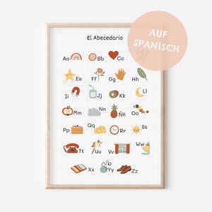 Póster del alfabeto en español para habitación infantil en tamaño A4 y A3, decoración de pared para niño y niña, impresión de regalo