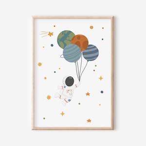 Affiche astronaute en A4 & A3 pour la chambre des enfants | affiche de l'espace | espace | affiches pour chambre d'enfant | décoration murale | cadeau | Pression