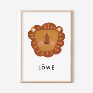 Pósters de leones para habitaciones infantiles en tamaño A4 y A3, decoración de paredes | Regalo | Imprimir | chicos Chica