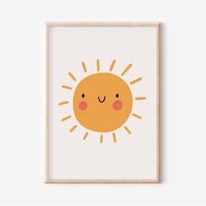 Affiche Soleil Chambre Bébé en A4 et A3, Décoration Murale Garçons Filles, Impression, Cadeau