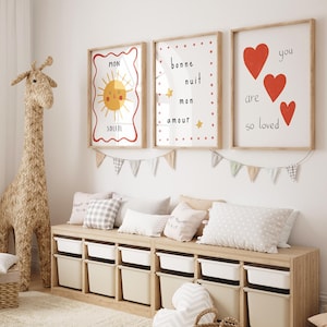 Set of 3 cheerful nursery posters | Nursery picture | Children | Girls | Baby room | Gift | Print | Scandinavian nursery
