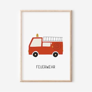 Carteles de bomberos para habitaciones infantiles en formato A4 y A3 | niño | Chicas | Decoración de pared | Regalo | Presión