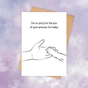 carte de sympathie pour chat - Je suis désolé pour la perte de votre précieux bébé à fourrure - carte de condoléances minimaliste pour la perte d'un animal de compagnie - carte de deuil commémoratif
