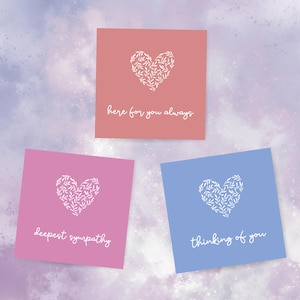 lot de cartes de condoléances - toujours là pour vous - nos plus sincères condoléances - une pensée pour vous - lot de 3 cartes de condoléances pour de multiples occasions