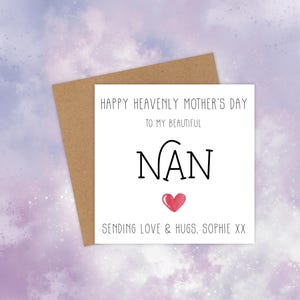 Carte Joyeuse fête des Mères célestes pour grand-mère - cadeau de deuil personnalisé pour grand-mère