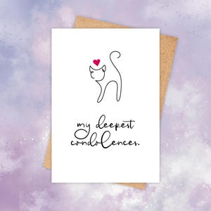 carte de condoléances chat - mes plus sincères condoléances - carte de condoléances minimaliste pour la perte d'un animal de compagnie - carte simple de deuil funéraire commémoratif