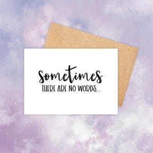 Tarjeta de condolencias: a veces no hay palabras, tarjeta de condolencias minimalista, muerte de un ser querido, tarjeta de funeral conmemorativa sencilla