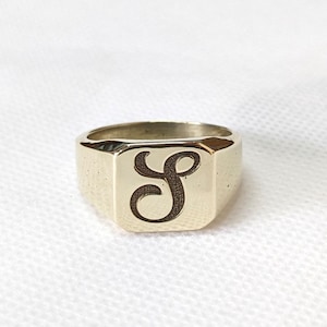 Anillo con sello inicial, anillo de plata personalizado, anillo con inicial, anillo con letras grabadas, regalo de cumpleaños para novio, regalo personalizado, regalo para él