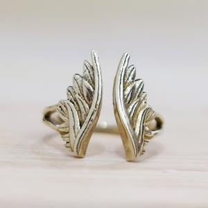 Adjustable Angel Wings Feather Ring, Sterling Silver Finish, Gold Finish Adjustable Feather Ring, Feather Jewelry, Gifts For Her