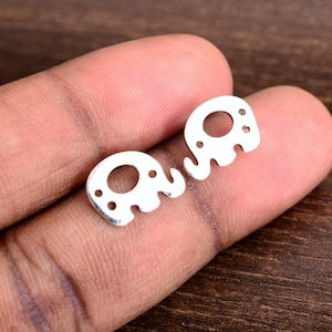Sterling Silver Trunk Elephant Stud Earrings, Elephant Earrings, Tiny Elephant Stud Earring, Minimalist Earrings for Women