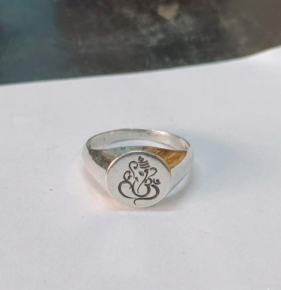 92.5 Sterling Silver Ganesha Signet Ring, Lord Ganesha Jewelry
