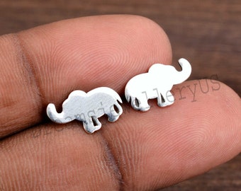 Sterling Silver Trunk Elephant Stud Earrings, Elephant Earrings, Tiny Elephant Stud Earring, Minimalist Earrings for Women