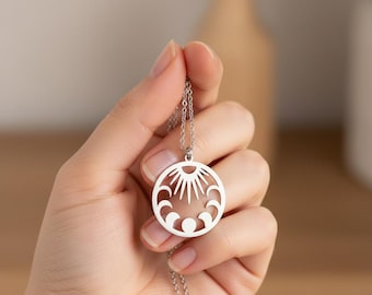Colar Fase da Lua em Prata de Lei | Pingente Celestial Boho
