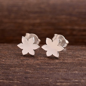 Sterling Silver Flower Stud Earrings | Minimalist Floral Jewelry | Handmade Dainty Blossom Studs | Gift for Women & Girls