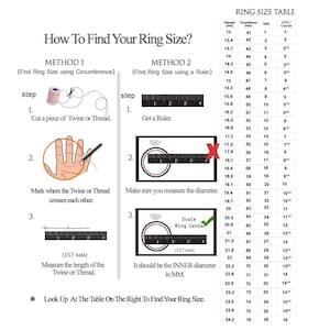 Puede incluir: Gu&iacute;a de tallas de anillos con dos m&eacute;todos: circunferencia con hilo y regla para medir el di&aacute;metro interior en mm. Incluye una tabla de conversi&oacute;n de tallas de anillos.