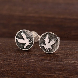 Sterling Silver American Winged Eagle Stud Earrings, American Eagle Earrings, Dainty Earrings, 925 Silver Earrings, Cartilage Studs Gifts