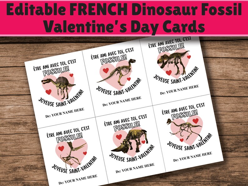 EDITABLE Printable FRENCH Valentine's Day Cards for - Etsy