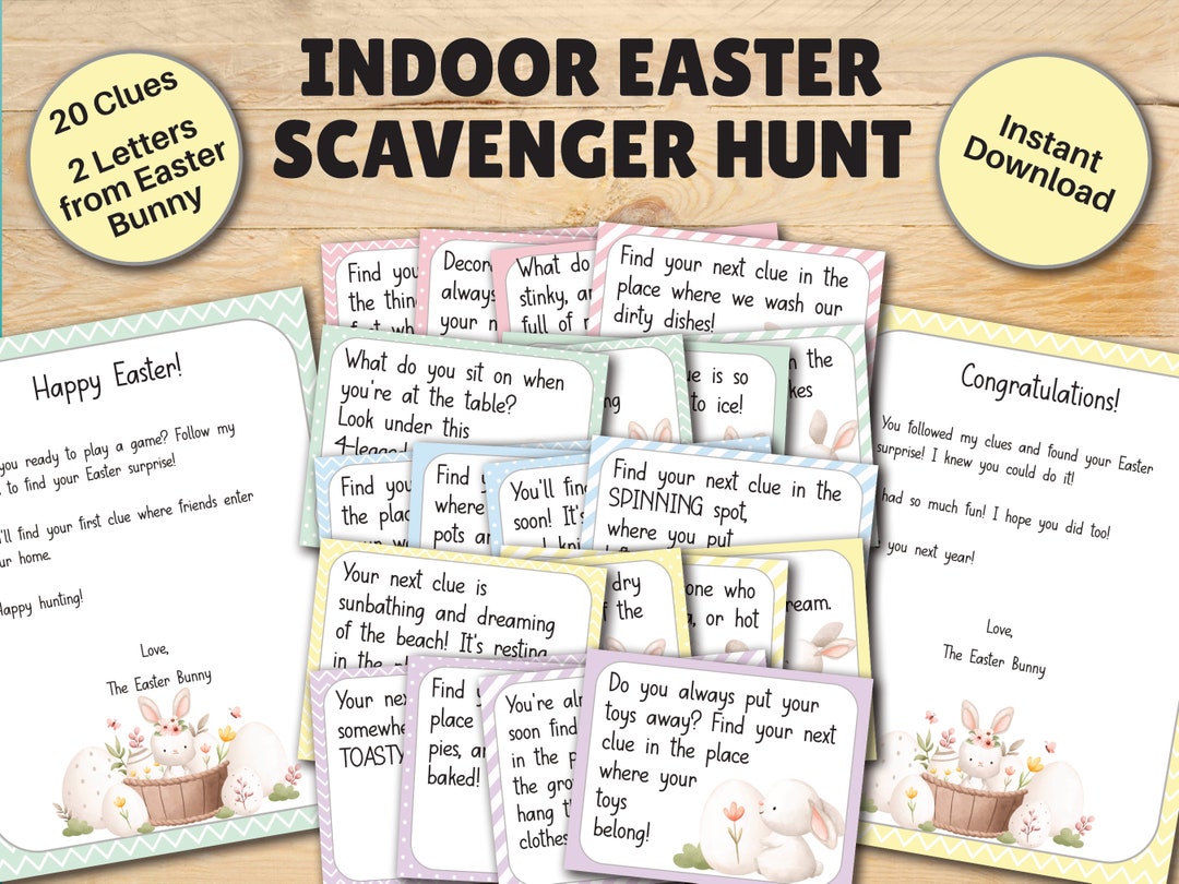Indoor Easter Scavenger Hunt for Kids Easter Games Treasure Hunt for