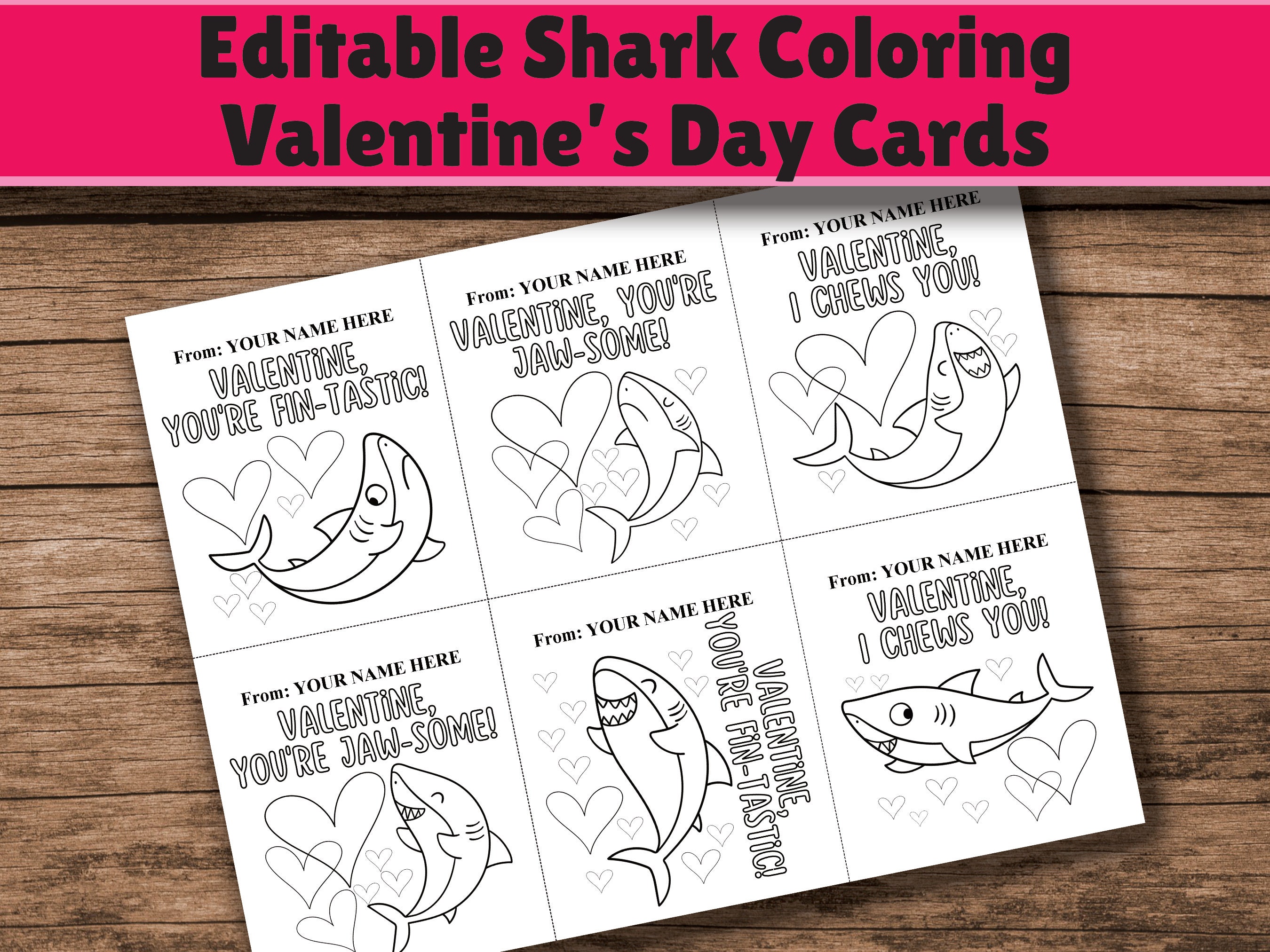 EDITABLE Printable Black and White Kids Valentine's Day Cards for ...