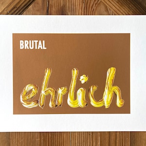 Typographic screen print poster, mural in bronze
