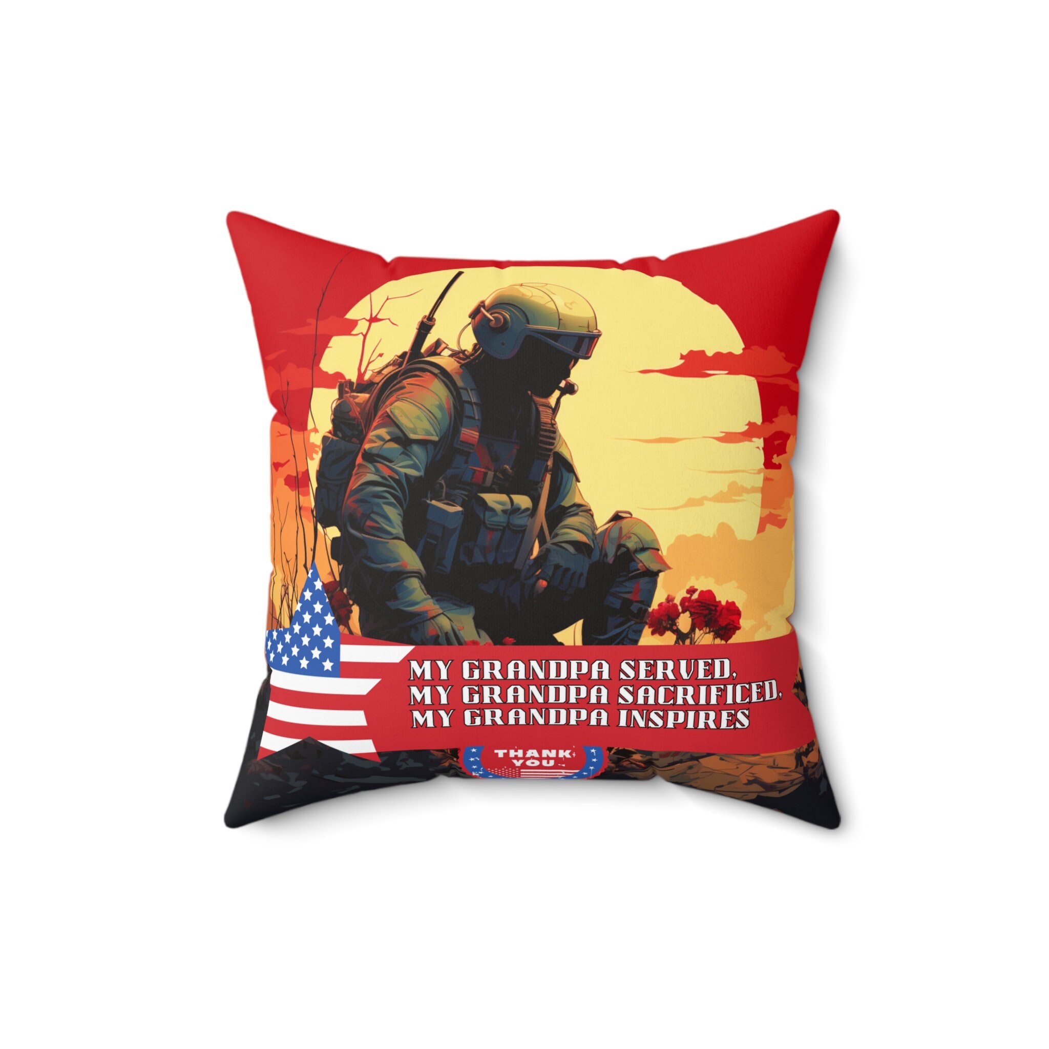 Grandpa Veteran Pillows, US Veteran Decor, American Veteran, Patriotic Decor, Memorial Day