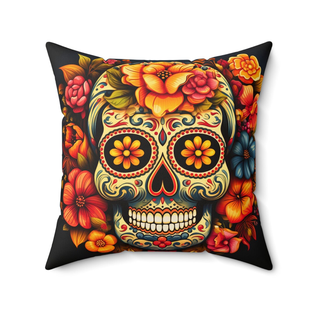 Spooky Skull Pillow Halloween Theme Throw Pillow Halloween Etsy