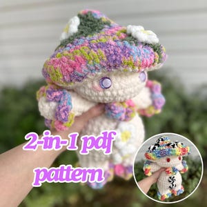 2-in-1 Groovy Mushroom Friends Crochet Pattern - PDF pattern, crochet, digital download only, amigurumi pattern, crochet mushrooms