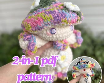 Patrón de ganchillo 2 en 1 Groovy Mushroom Friends - Patrón PDF, crochet, solo descarga digital, patrón amigurumi, setas de crochet
