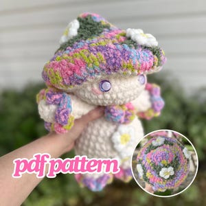 Mossy Flower Power Mushroom Friend Crochet Pattern - PDF pattern, crochet, digital download only, amigurumi pattern, crochet mushrooms