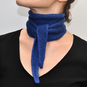 Hand-Knitted Sophie Scarf, Blue Merino Cashmere Scarf