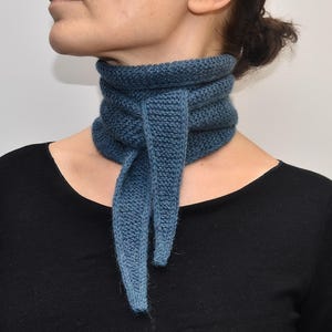 Hand-Knitted Sapphire Blue Sophie Scarf: Cotton Alpaca Merino Blend