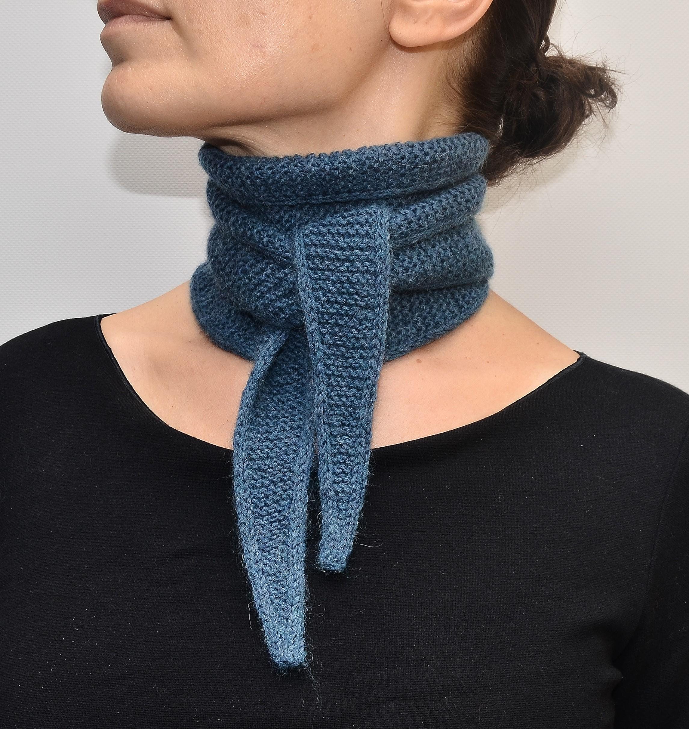 Hand-knitted Sapphire Blue Sophie Scarf: Cotton Alpaca Merino