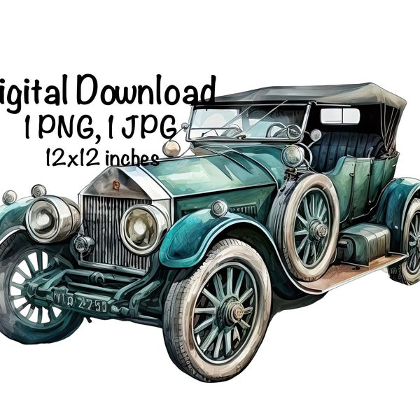 Vintage Retro Old Car Watercolor 1920 Antique Car PNG Clipart Old Retro Vehicle Commercial Use Automobile Old Cars Watercolor Illustration
