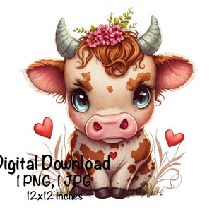 Cute Cow Clipart Dairy Cow Animals Cow PNG Pink Cow Daisy Flowers ...