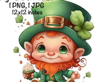 St. Patrick's Day Leprechaun Watercolor, Leprechaun Clipart PNG Commercial Use Sublimation Designs Leprechaun Watercolor Illustration PNG