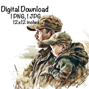 Hunting Father & Son Watercolor Duck Hunting Family Clipart Father Son