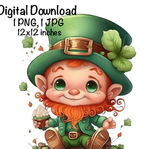St. Patrick&#39;s Day Leprechaun Watercolor, Leprechaun Clipart PNG Commercial Use Sublimation Designs Leprechaun Watercolor Illustration PNG