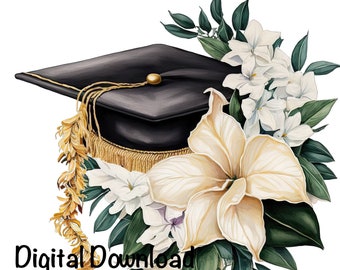 Gold Graduation Cap Watercolor College High School Graduation Clipart ...