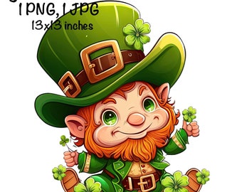 St. Patrick's Day Leprechaun Watercolor, Leprechaun Clipart PNG Commercial Use Sublimation Designs Leprechaun Watercolor Illustration PNG