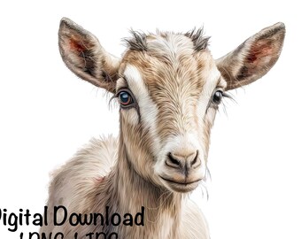 Bauernhof Ziege Aquarell Clipart Ziegenportrait Bauer Bauernhof PNG Kommerzielle Nutzung Bauernhof Ziege Grafik Niedliche Ziege Reiten Design Illustration Druck