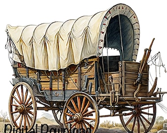 Cowboy Old Wagon Western Country Clipart PNG Commercial Use Sublimation Designs Wagon Country Cowboy Boy Watercolor Illustration PNG, JPG