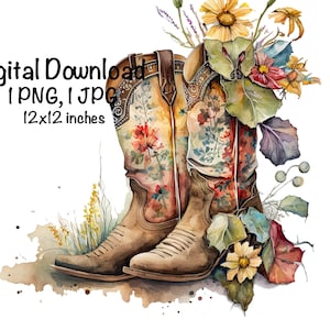 Cowgirl Boots & Hat Watercolor Country Cowgirl Clipart PNG - Etsy