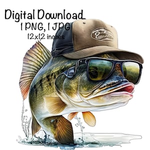 Bass Fisherman PNG Sublimation Design Fishing Clipart Printable Art for  Enthusiasts,fisherman PNG Digital Download,bass Fishing Png 