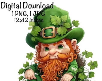 St. Patrick's Day Leprechaun Watercolor, Leprechaun Clipart PNG Commercial Use Sublimation Designs Leprechaun Watercolor Illustration PNG