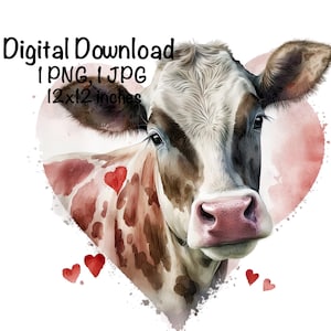 Bauernhof Milchkuh Aquarell Clipart Tagebuch Kuh Valentinstag Herz PNG Kommerzielle Nutzung Milchkuh Kuh Grafikdesign Illustration Kuh Druck