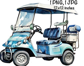 Golf Cart Aquarell, Blau Golf Cart Sport Jungen Clipart Kindergarten Golfer PNG Kommerzielle Nutzung Fahrzeug Autos Golf Cart PNG Illustration Golf Club